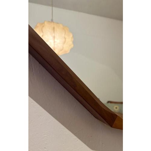 Large Mid-Century Modern Wooden Mirror, Italy, 1960s For Sale - Image 6 of 7