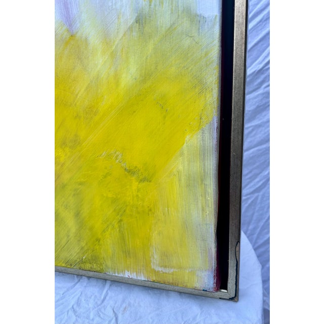 Yellow 1970's Original Modern Abstract Acrylic on Canvas, Framed For Sale - Image 8 of 9