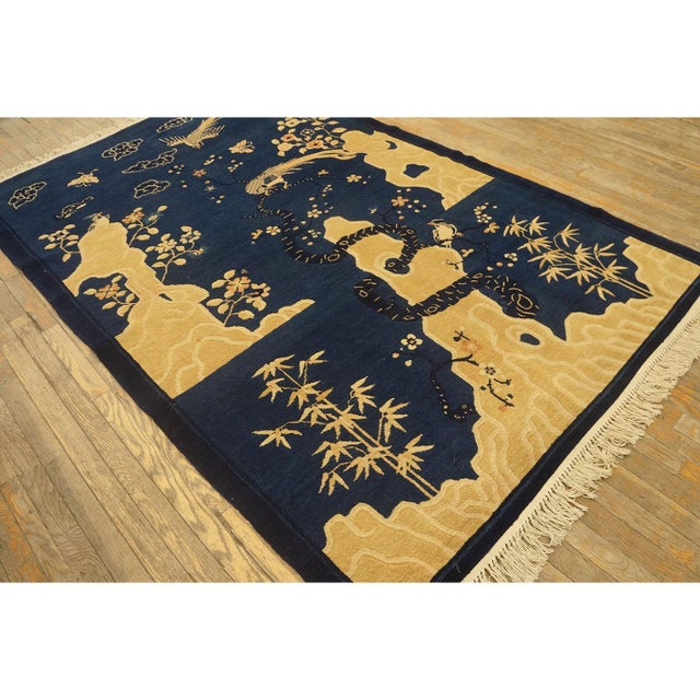 Antique Chinese Allover Floral Knotted Rug, Country of Origin: China, Circa Date: 1920s. This exceptional piece...