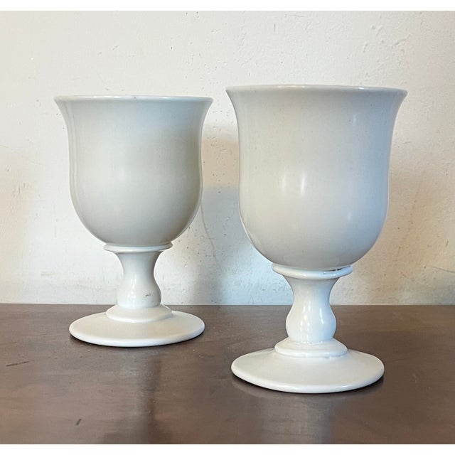 French Antique Early 19th Century French Empire White Opaline Glass Wine Goblets Circa 1820 - A Pair For Sale - Image 3 of 12