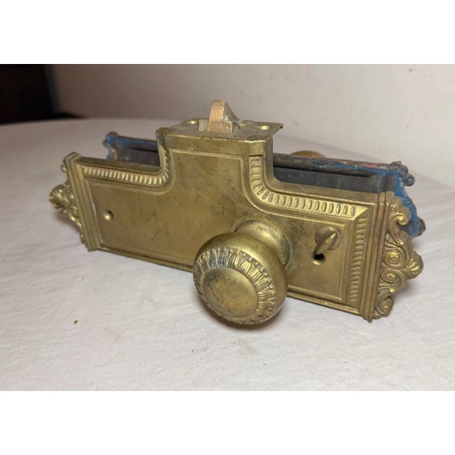 Large Antique Ornate Bronze Mortise Sargent Door Handle Knob Hardware Set Brass For Sale - Image 4 of 15