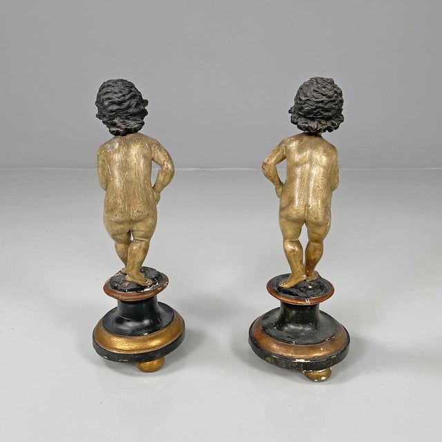 Antique Italian Wooden Cherub Sculptures, 1890s, Set of 2 For Sale - Image 6 of 18