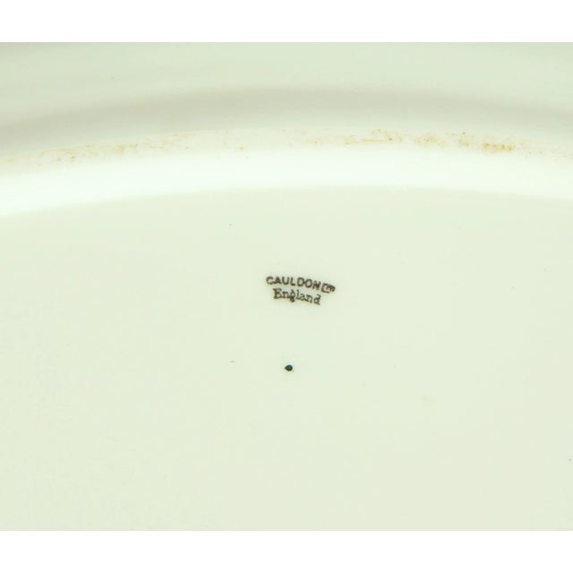 Bright Green Antique English Chinoiserie 19" Porcelain Serving Platter by Cauldon Indian Tree Design For Sale - Image 8 of 11