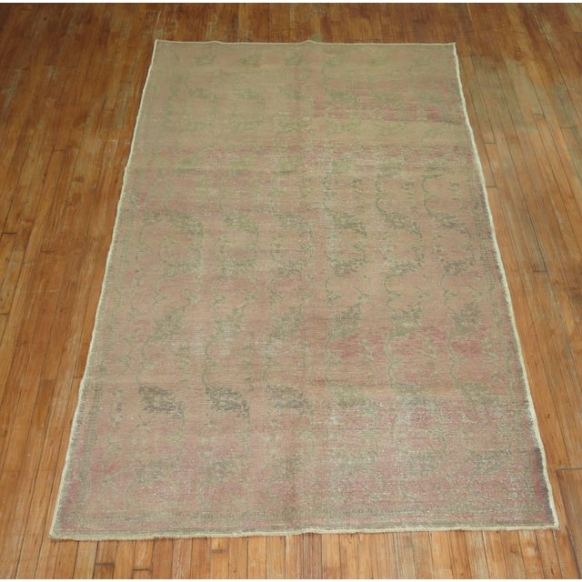 Mid-Century Modern Shabby Chic Turkish Blush Color Rug For Sale - Image 3 of 6