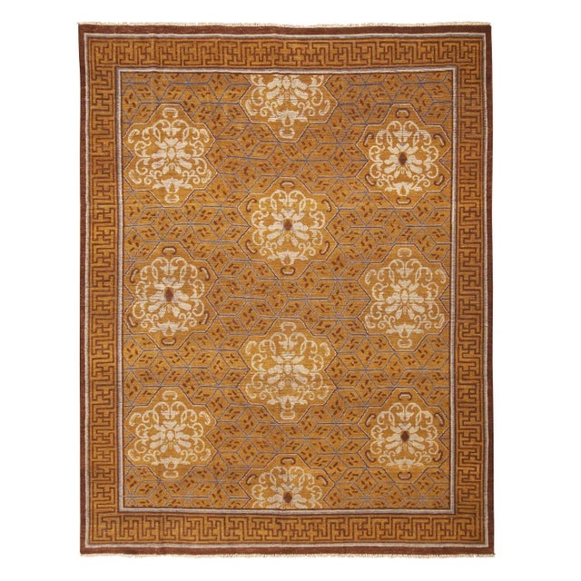 Art Nouveau Rug & Kilim Classic Style Runner, Brown with White Floral Medallions, 3x12 For Sale - Image 3 of 3