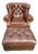Cigar Leather Restoration Hardware Chair & Coordinating Ottoman, a Pair For Sale