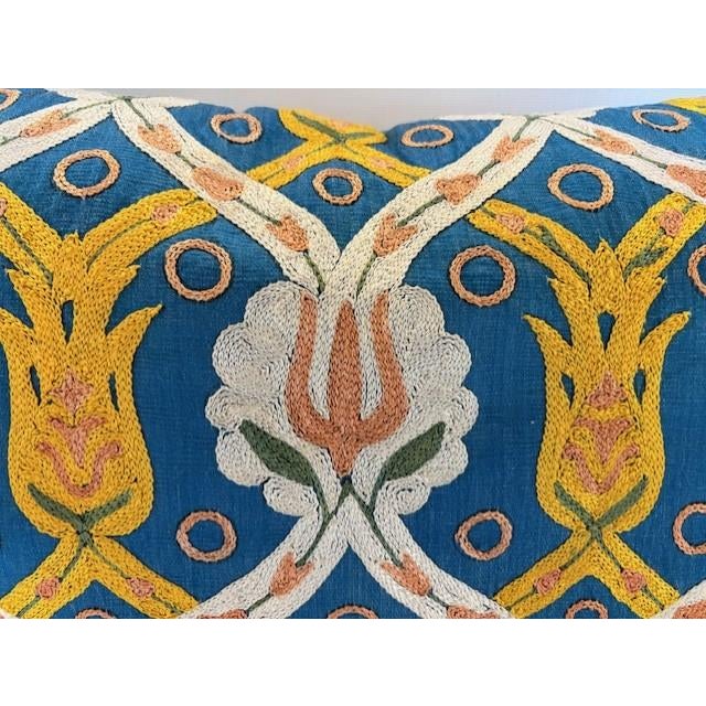 Boho Chic Tulip Embroidered Pillow Cover For Sale - Image 3 of 4