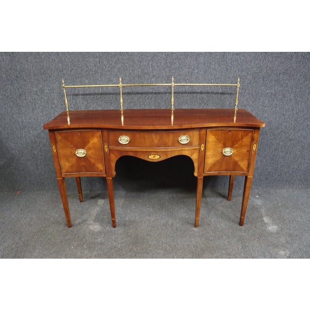 Early 20th Century Statton Hepplewhite Style Cherry Serpentine Sideboard For Sale - Image 5 of 12