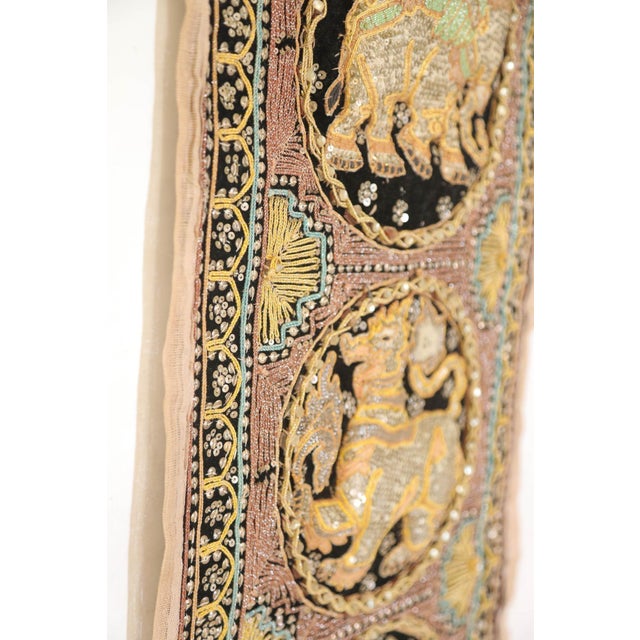 Vintage Burmese Kalaga Tapestry Embroidered Wall Hanging 1960 For Sale - Image 10 of 12