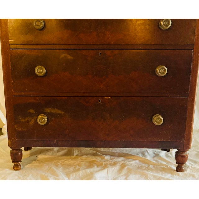 Cinnamon Mid 19th Century American Empire Mahogany Chest, Gilt Empire Drawer Pulls For Sale - Image 8 of 10
