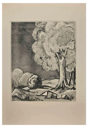 Georges-Henri Tribout, Landscape With Trees, Original Etching, 1930s