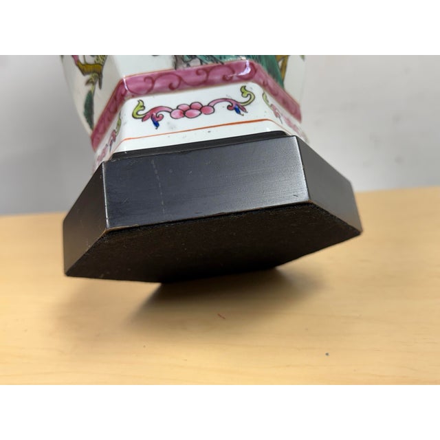 Chinese Famille Rose Table Lamp With Pleated Shade For Sale - Image 12 of 12