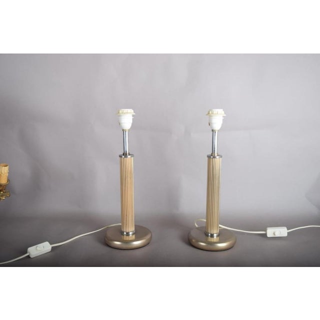 Mid-Century Modernist Sculptural Metal Bedside Table Lamps, 1950s, Set of 2 For Sale - Image 10 of 14
