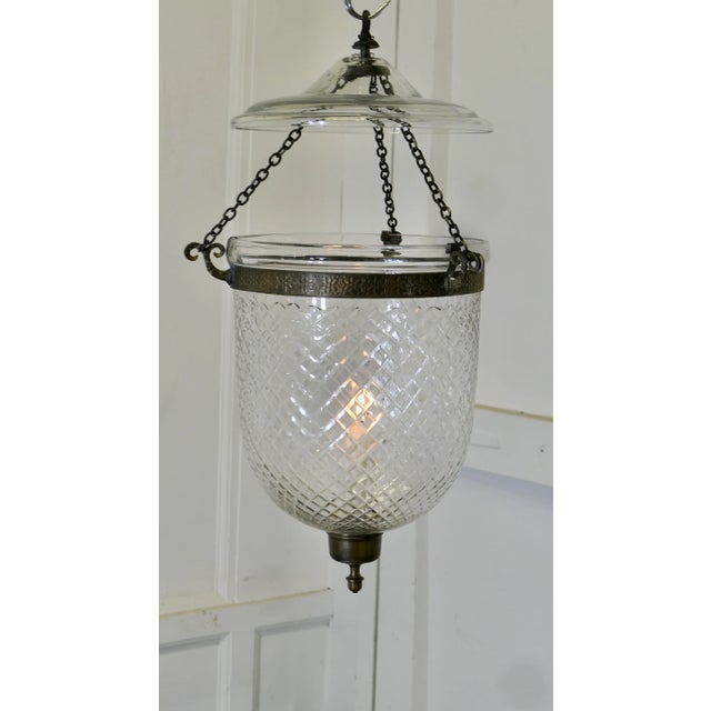 Hand Blown Diamond Cut Crystal Bell Jar Lantern For Sale - Image 3 of 7