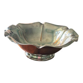 Organic Modern Silver Plated Scalloped Bowl For Sale