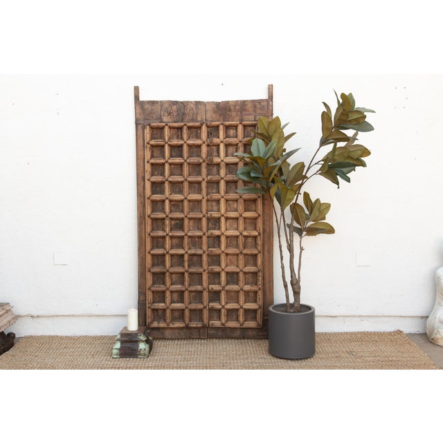 Indian Early 1800's Jaisalmer Carved Teak Doors For Sale - Image 3 of 11