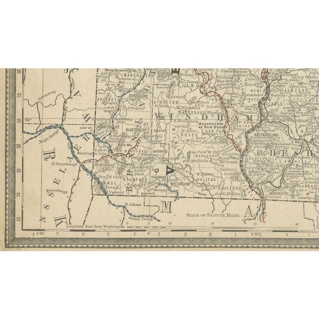 Paper Antique Vermont Map by Rand McNally, 1888 For Sale - Image 7 of 11