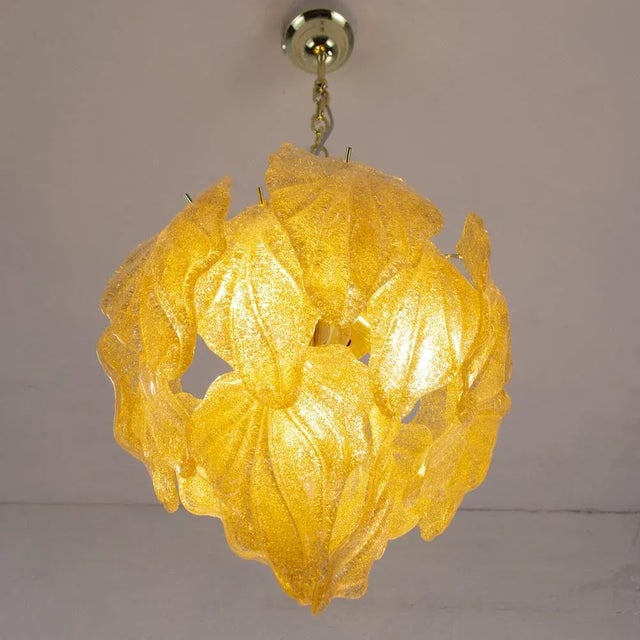 Suspension Chandelier with Murano Glass Leaves, Italy, 1990s For Sale - Image 9 of 12
