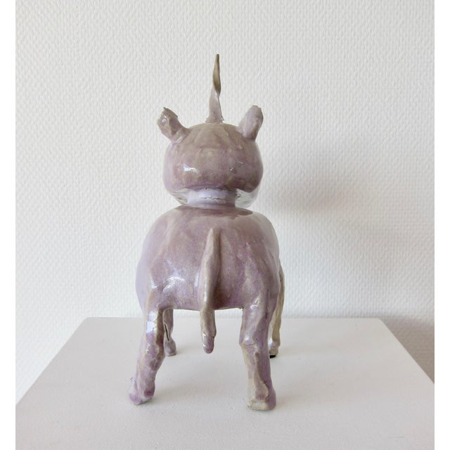 Glazed Ceramic Unicorn Sculpture, 1970s For Sale - Image 5 of 6