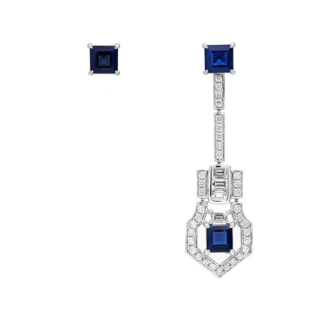 Metal Platinum Sapphire and Diamond Convertible Earrings - Fei Liu, Pair For Sale - Image 7 of 7