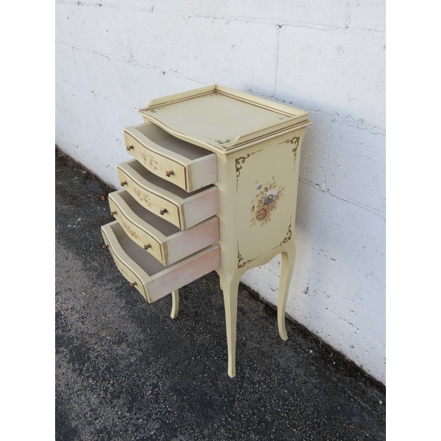 Off-white French Shabby Chic Painted Tall Narrow Nightstand Side End Table 6327 For Sale - Image 8 of 15