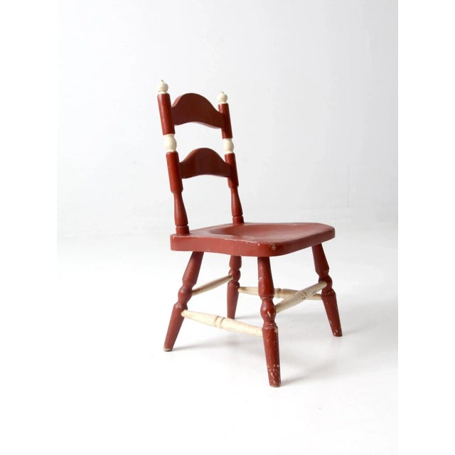 Red Vintage Kid's Ladder Back Chair For Sale - Image 8 of 11