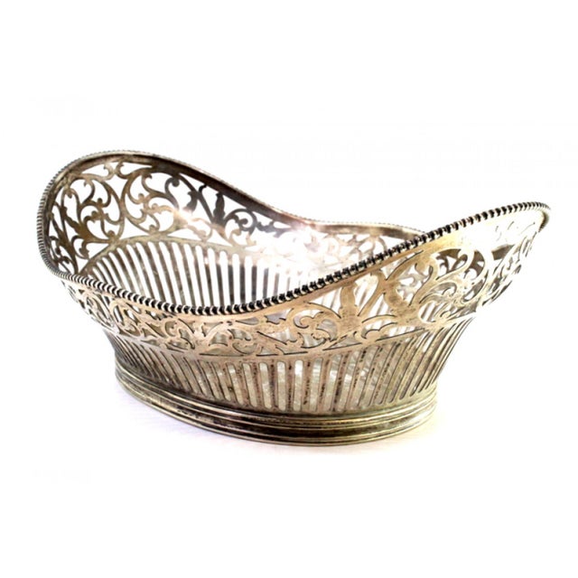 Metal Silver Bonbonniere with Oval Cut-Out and Pearly Edge Frieze For Sale - Image 7 of 8