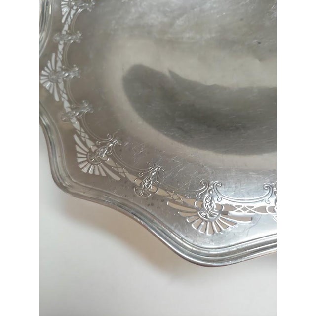 Art Nouveau Antique Sterling Silver Scalloped Cookie Tray For Sale - Image 3 of 4