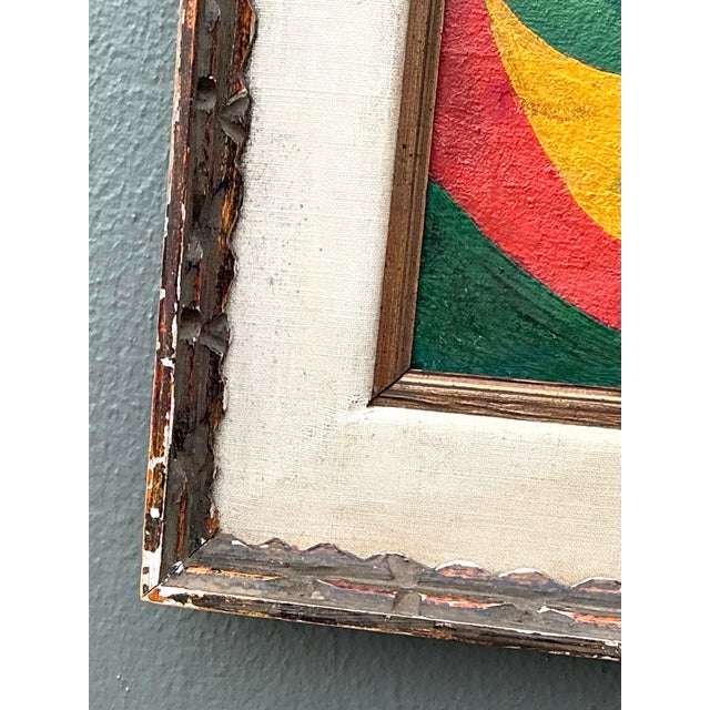 Wood Vintage MCM Original Abstract Oil on Canvas For Sale - Image 7 of 12