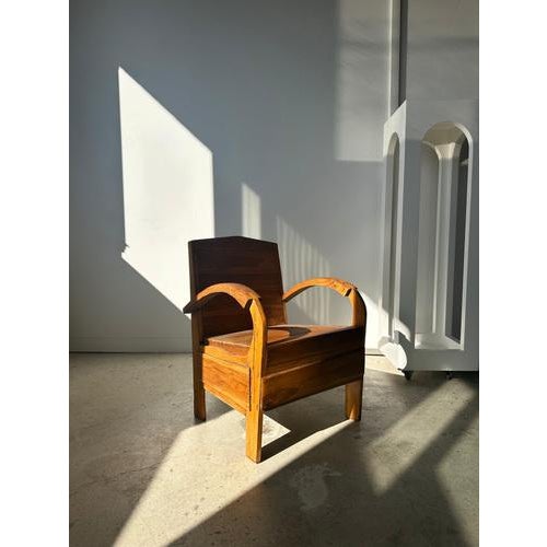 Small Asian Armchair with Upcycled Wooden Slats For Sale - Image 17 of 18