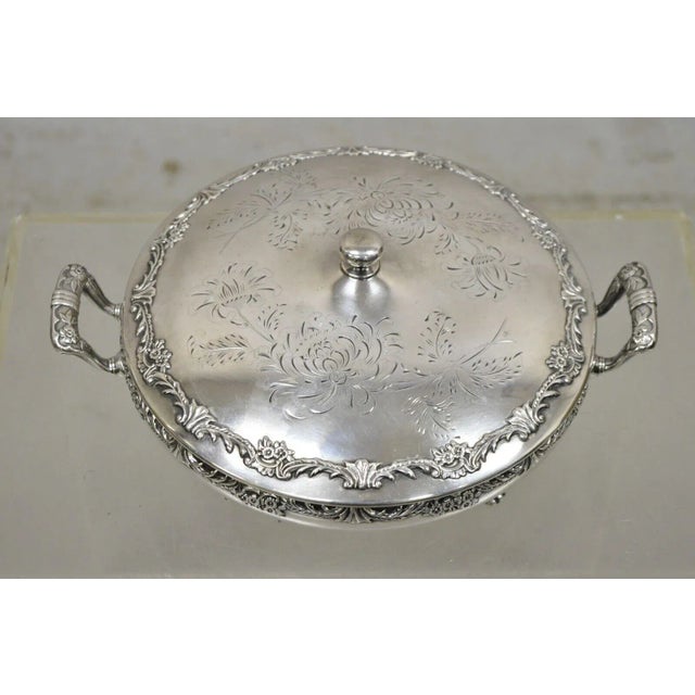 Victorian Reed & Barton Victorian Silver Plated Round Lidded Twin Handle Serving Dish For Sale - Image 3 of 13