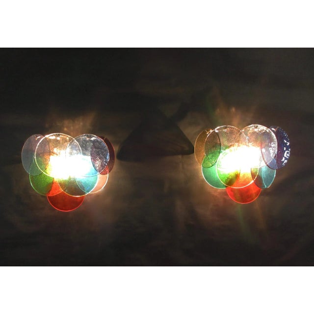 1970s Pair of Vistosi Sconces 10 Multicolored Murano Glasses For Sale - Image 10 of 10