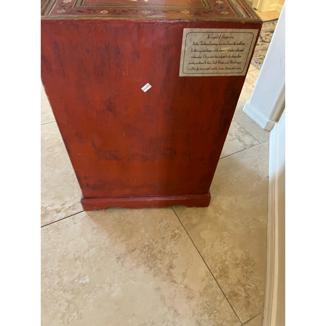 Red Late 20th Century Shabby Chic Orange Rust Flower Painted 5 Drawer Nightstand Chest of Drawers For Sale - Image 8 of 12