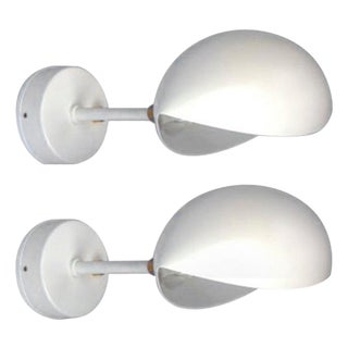 Mid-Century Modern White Eye Sconce Wall Lamps by Serge Mouille, Set of 2 For Sale