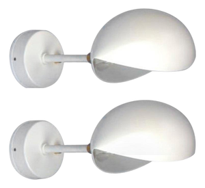 Mid-Century Modern White Eye Sconce Wall Lamps by Serge Mouille, Set of 2