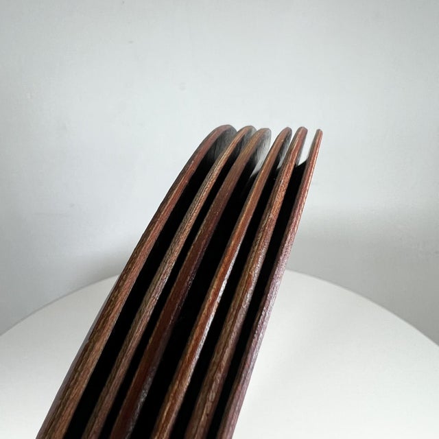 AMBIANIC presents 1960s Modern Set of Six Round Serving Plates Bent Plywood 14.38 diameter x .5 Preowned original vintage...