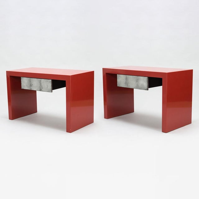 Red Lacquered Beside Tables by Kaisa Blomstedt, 2003, Set of 2 For Sale - Image 4 of 4