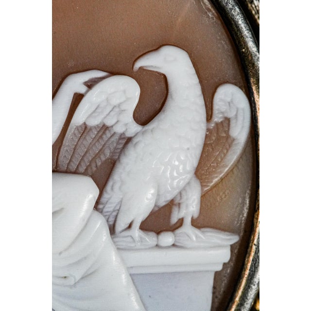Magnificent Antique Grand Tour Box 19th Century Carved Shell Cameo Mixed Metals Gemstones Zeus Neoclassical Continental Silver For Sale In New York - Image 6 of 15