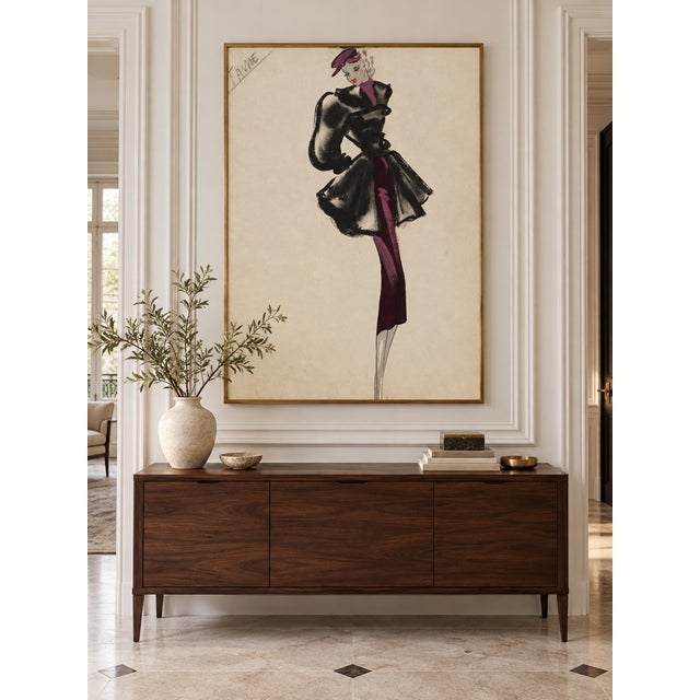 Art Deco Vintage French Fashion Art Print – Black & Purple Art Deco Illustration, 18" X 24" For Sale - Image 3 of 9