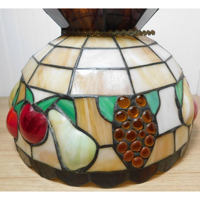 Yellow Vintage Slag Glass Pendant Light Fruit Motif For Sale - Image 8 of 17