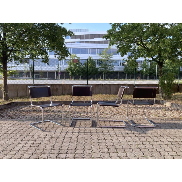 Thonet Vintage Cognac Brown S33 Chairs by Mart Stam for Thonet, 2010, Set of 4 For Sale - Image 4 of 18