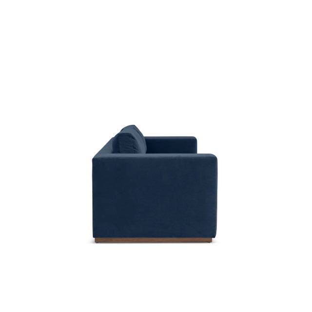 Modern Lincoln Sofa, Denim Performance Velvet For Sale - Image 3 of 5