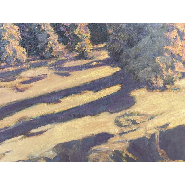 1920s Emil Maier, Snowy Firs at Sunset, 1920s, Oil Painting on Canvas For Sale - Image 5 of 17