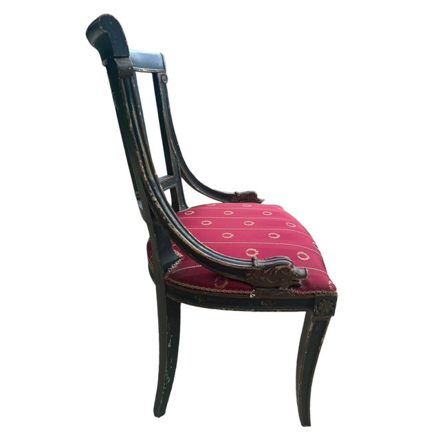19th Century Venetian Hand Carved Empire Chair Italy For Sale In Miami - Image 6 of 12
