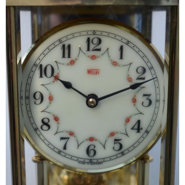 1990s Share Welby Kieninger Obergfell Clock Vintage 400 Day Anniversary Brass Hexagon Glass For Sale - Image 5 of 17