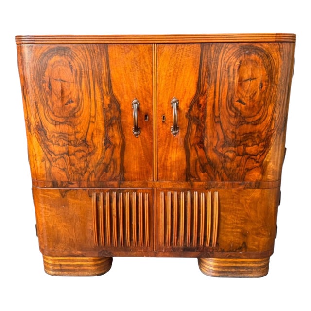 Vintage Italian Art Deco Magdadyne Radio and Cocktail Cabinet, 1930s For Sale