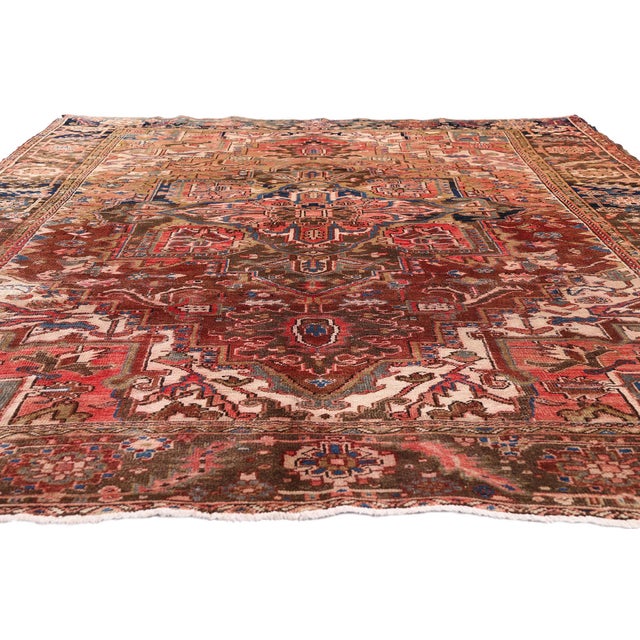 Mid-Century Modern Vintage Persian Heriz Rug, 07'07 X 11'00 For Sale - Image 3 of 10