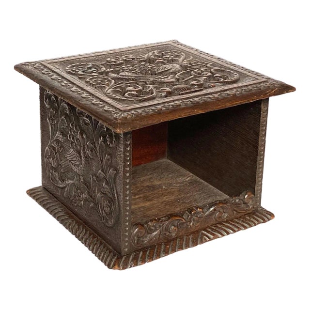 Dutch Carved Oak Foot Warmer Box For Sale
