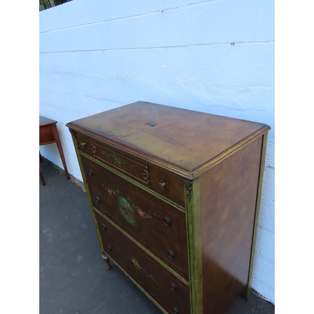 French Early 1900s Carved Hand Painted Cameo Tall Chest of Drawers 6561 For Sale - Image 12 of 18