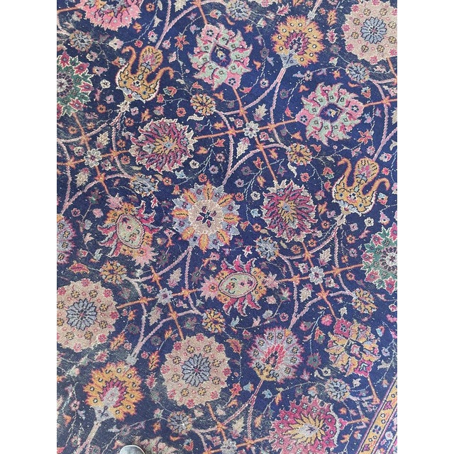 Blue Vintage Turkish Tabriz Design Magenta Rug 9.3 x 12.2 For Sale - Image 8 of 14